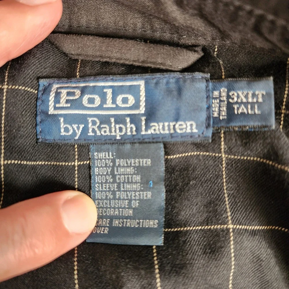 Polo Ralph Lauren Mens Black Harrington Jacket Plaid Lined Windbreaker 3XLT Tall